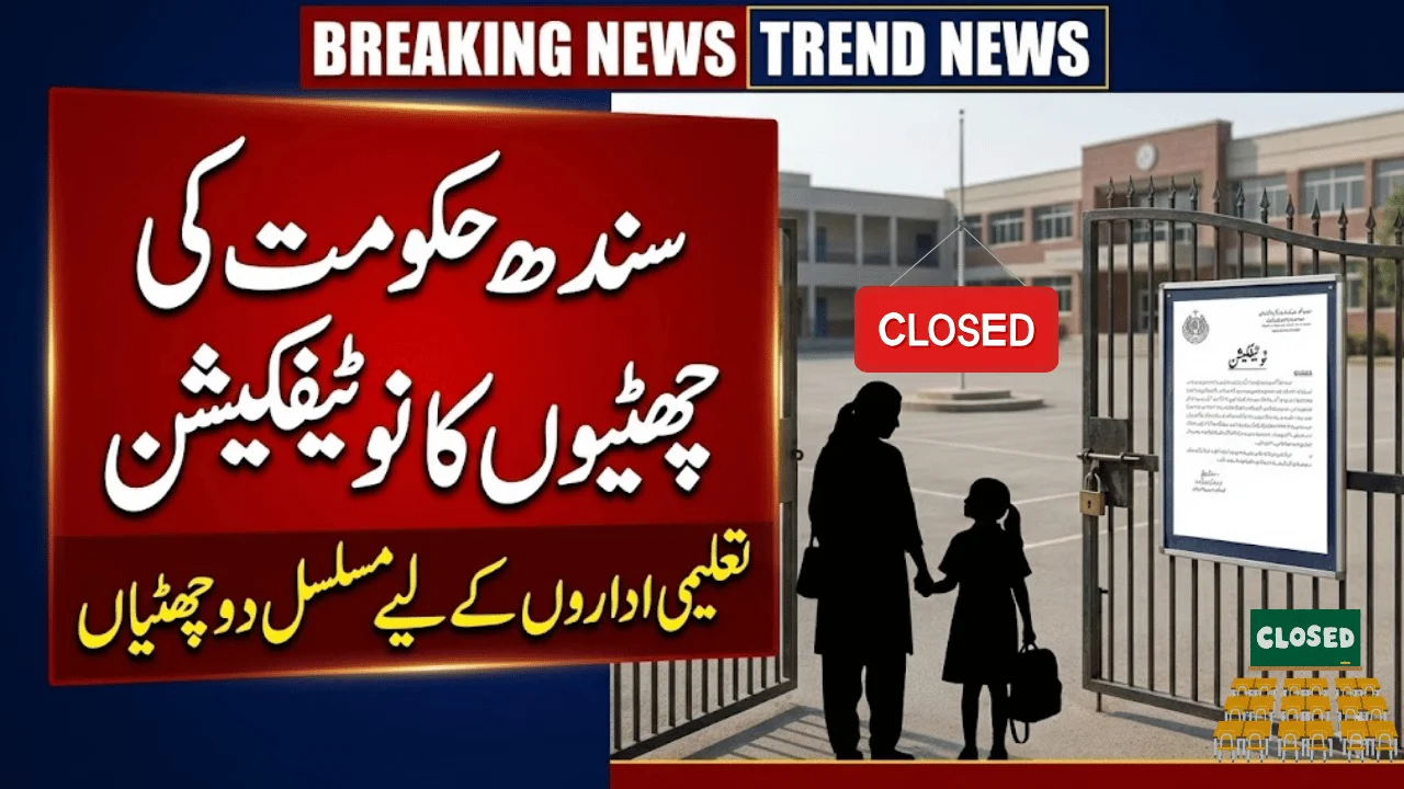 Sindh Government Holiday Notification Issued for Two Consecutive School Holidays